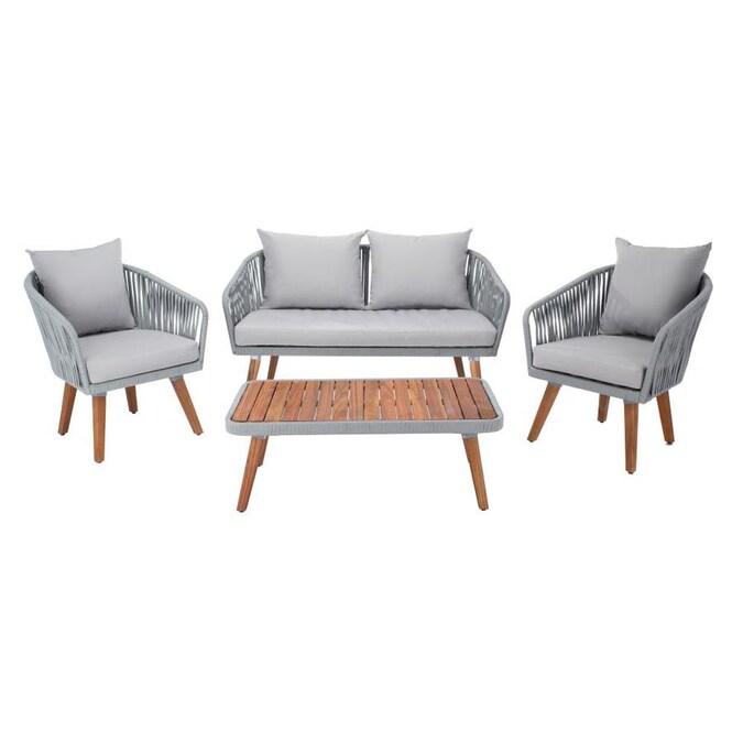 Safavieh Ransin 4-Piece Wood Frame Patio Conversation Set ... Safavieh Ransin 4-Piece Wood Frame Patio Conversation Set ... on Safavieh Ransin id=63192