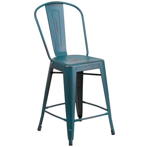 Flash Furniture Kelly Blueteal Counter Height Bar Stool in the Bar Stools department at