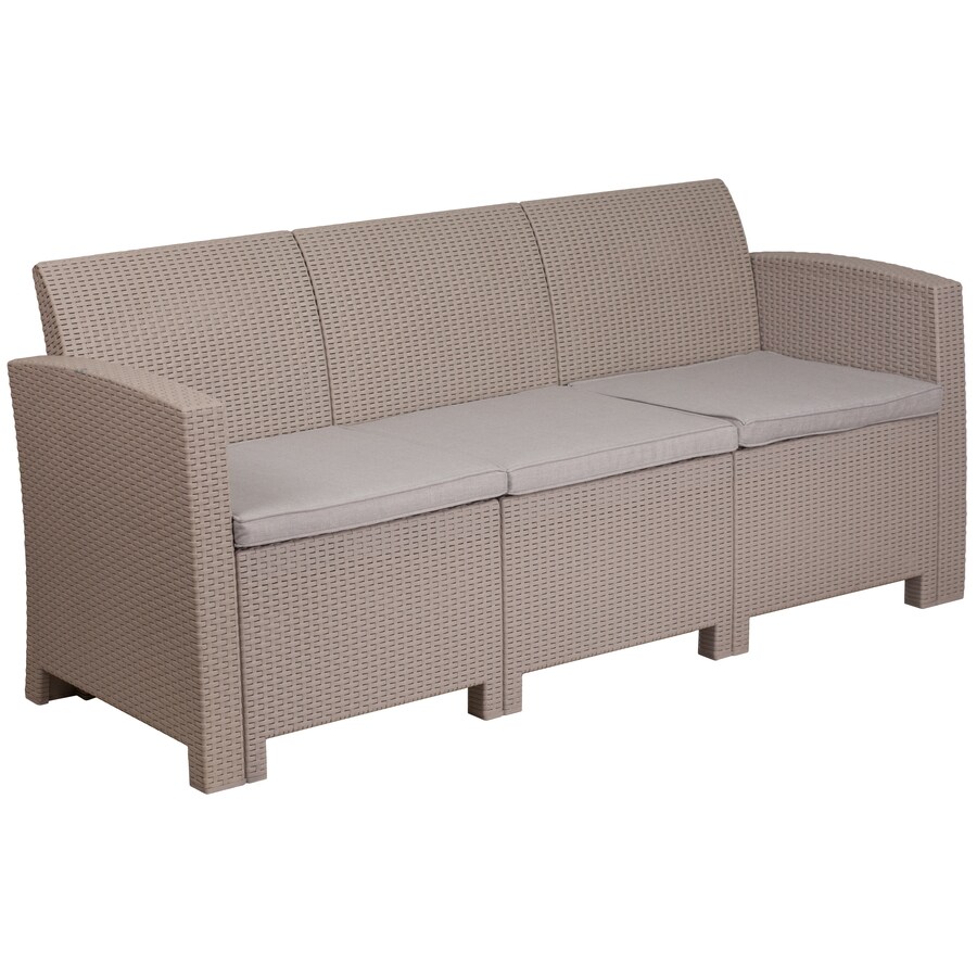 Flash Furniture Outdoor Loveseat With Cushion And Light Gray Resin Frame In The Patio Sofas Loveseats Department At Lowes Com