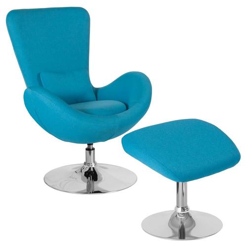Flash Furniture Egg Series Modern Aqua Fabric Accent Chair in the