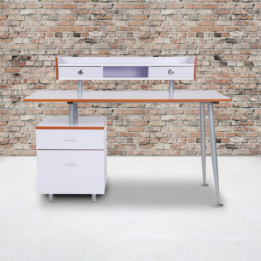 Flash Furniture Piedmont Modern Contemporary White Computer Desk