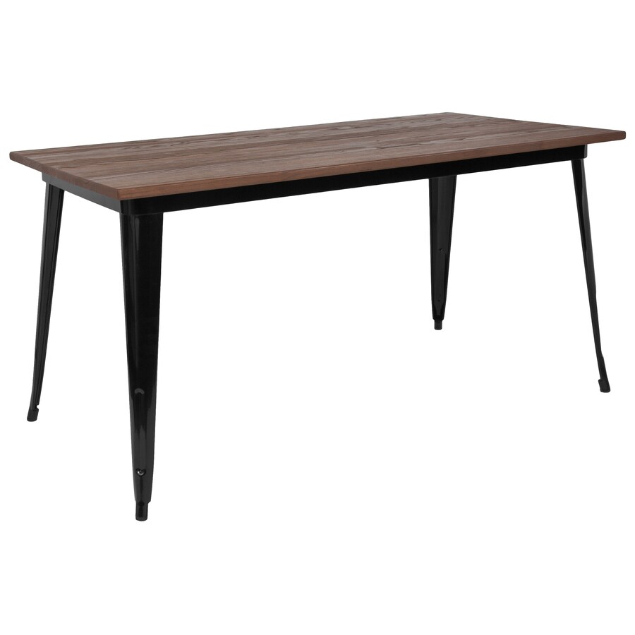Flash Furniture Black Dining Table Wood With Black Metal Base In The Dining Tables Department At Lowes Com