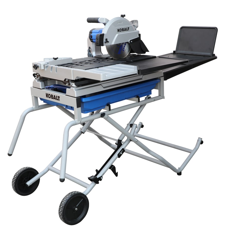 Kobalt 10 In 2 4 Hp Wet Tabletop Sliding Table Tile Saw With With Stand In The Tile Saws Department At Lowes Com