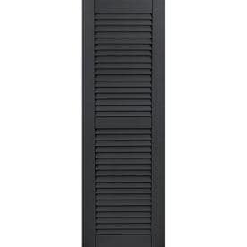 Ekena Millwork 2-Pack Black Louvered Composite Exterior Shutters (Common: 12-in x 37-in; Actual: 12-in x 37-in)