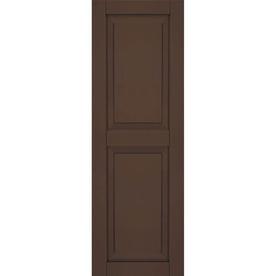 Ekena Millwork 12" x 59" True Fit PVC Two Equal Raised Panel Shutters, Raisin Brown (Per Pair)