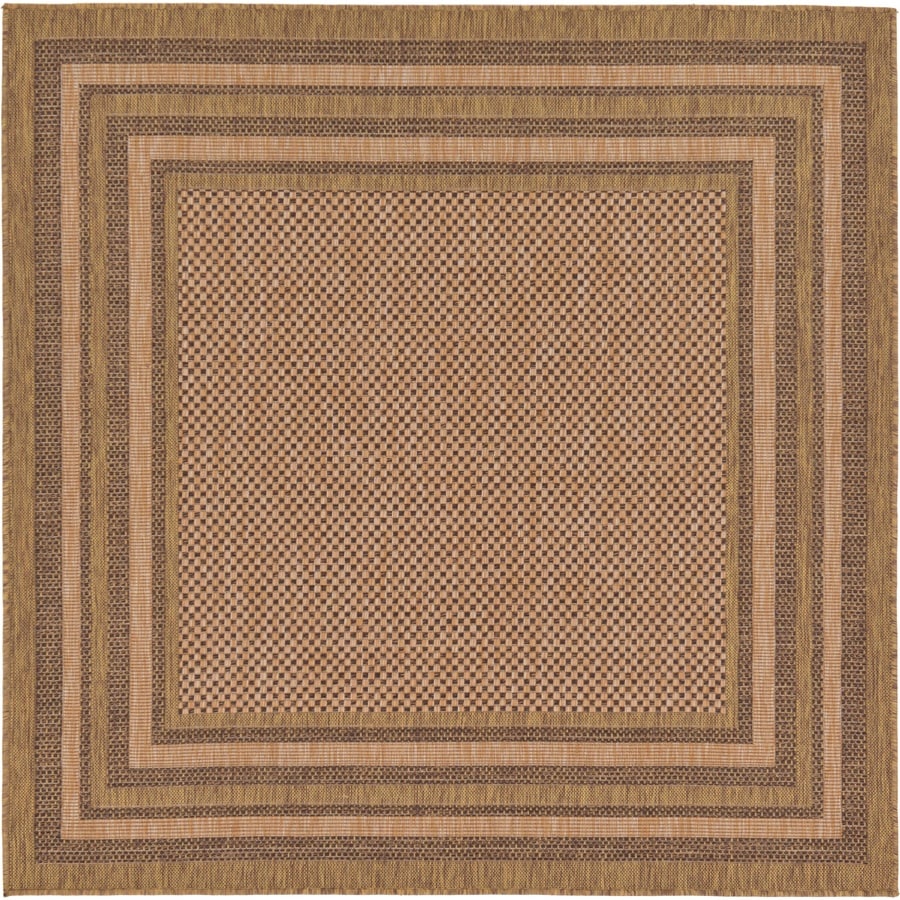 Unique Loom Border Dark Brown Square Indoor/Outdoor Area Rug (Common: 6