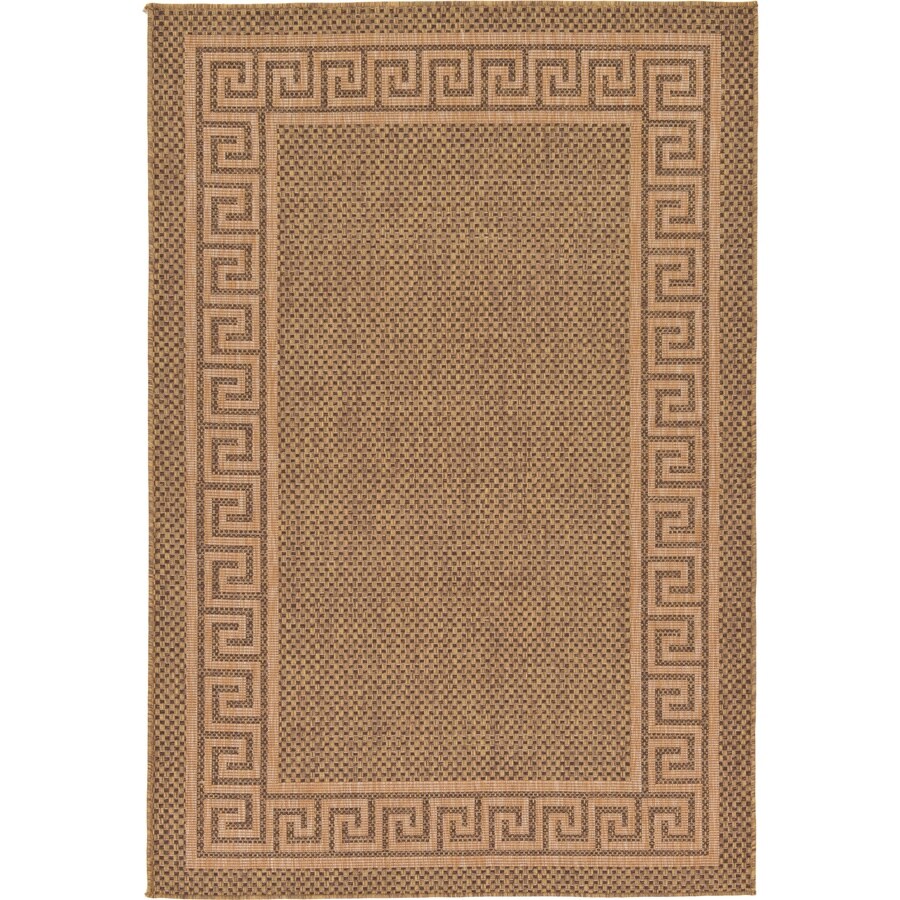 Unique Loom Greek Key Outdoor Brown Light Rectangular