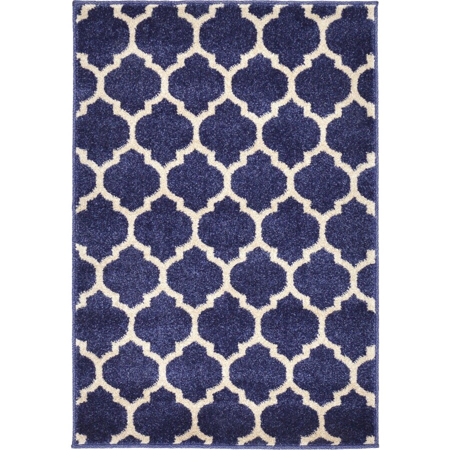 Unique Loom Philadelphia Trellis 2 x 3 Navy Blue/Beige Indoor Geometric Industrial Area Rug in