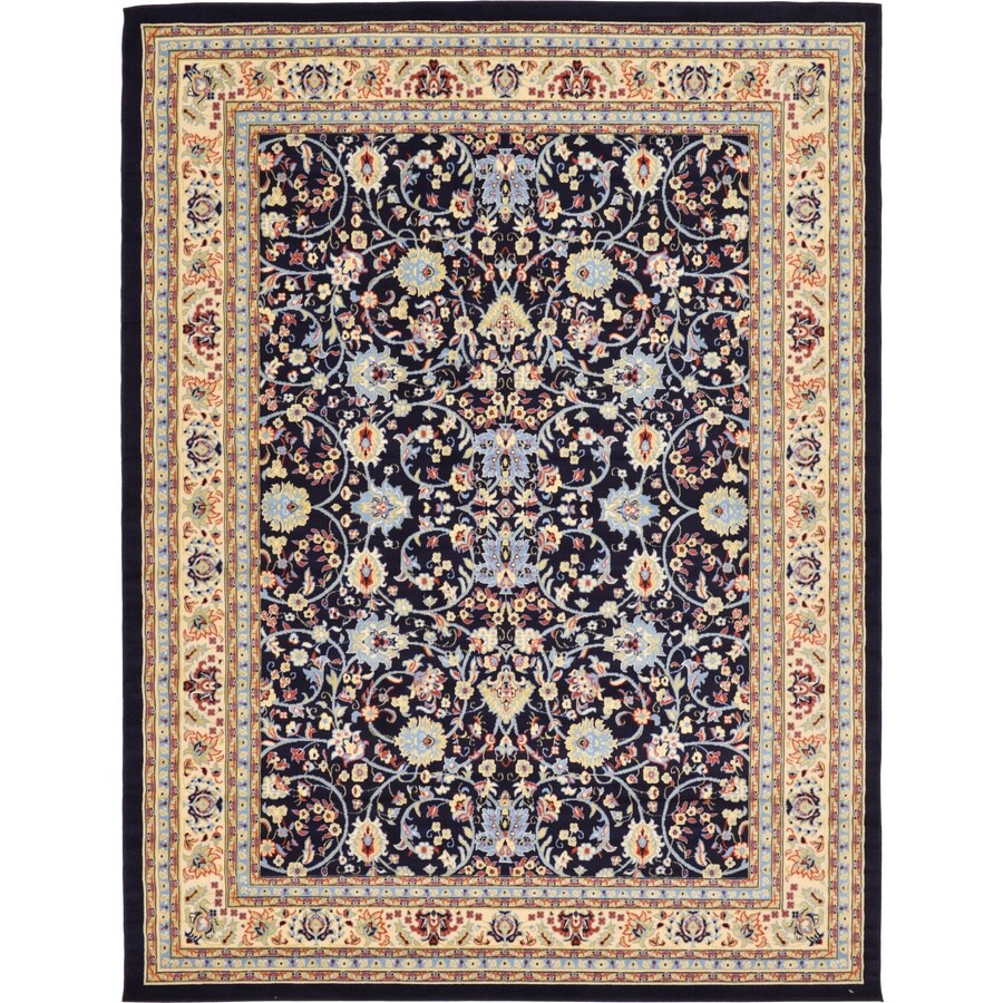 Unique Loom Washington Sialk Hill 9 x 12 Navy Blue Indoor Floral