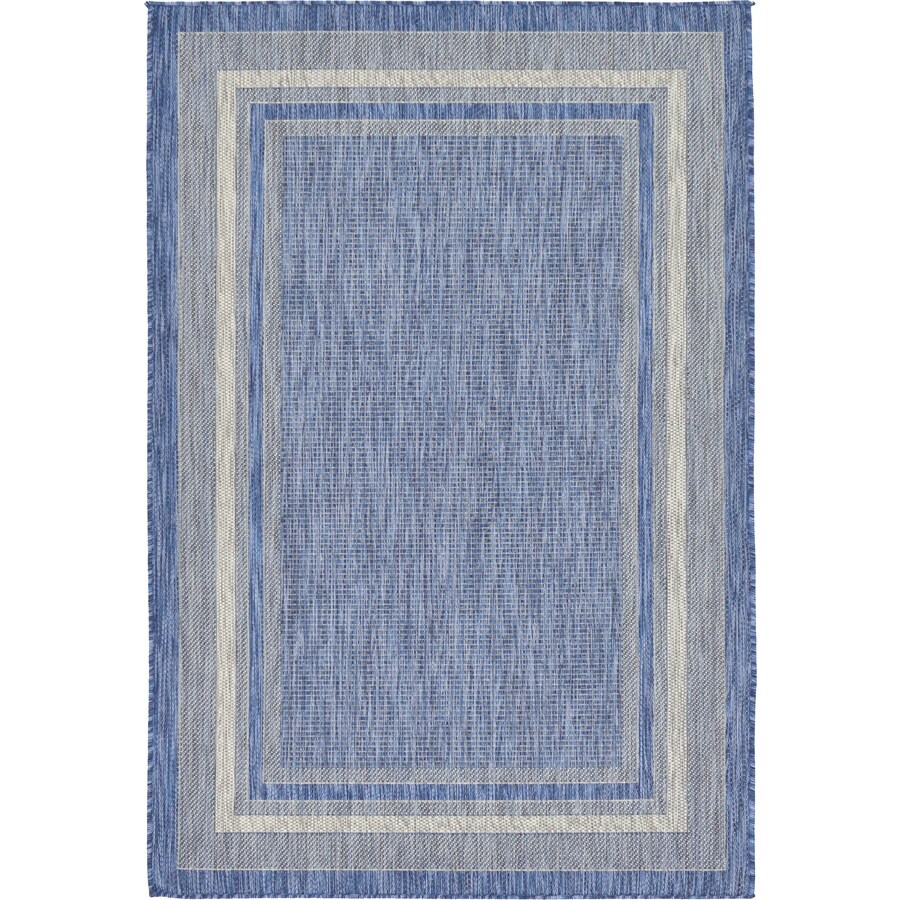 Unique Loom Soft Border Outdoor 4 x 6 Blue/Beige Indoor/Outdoor Border ...