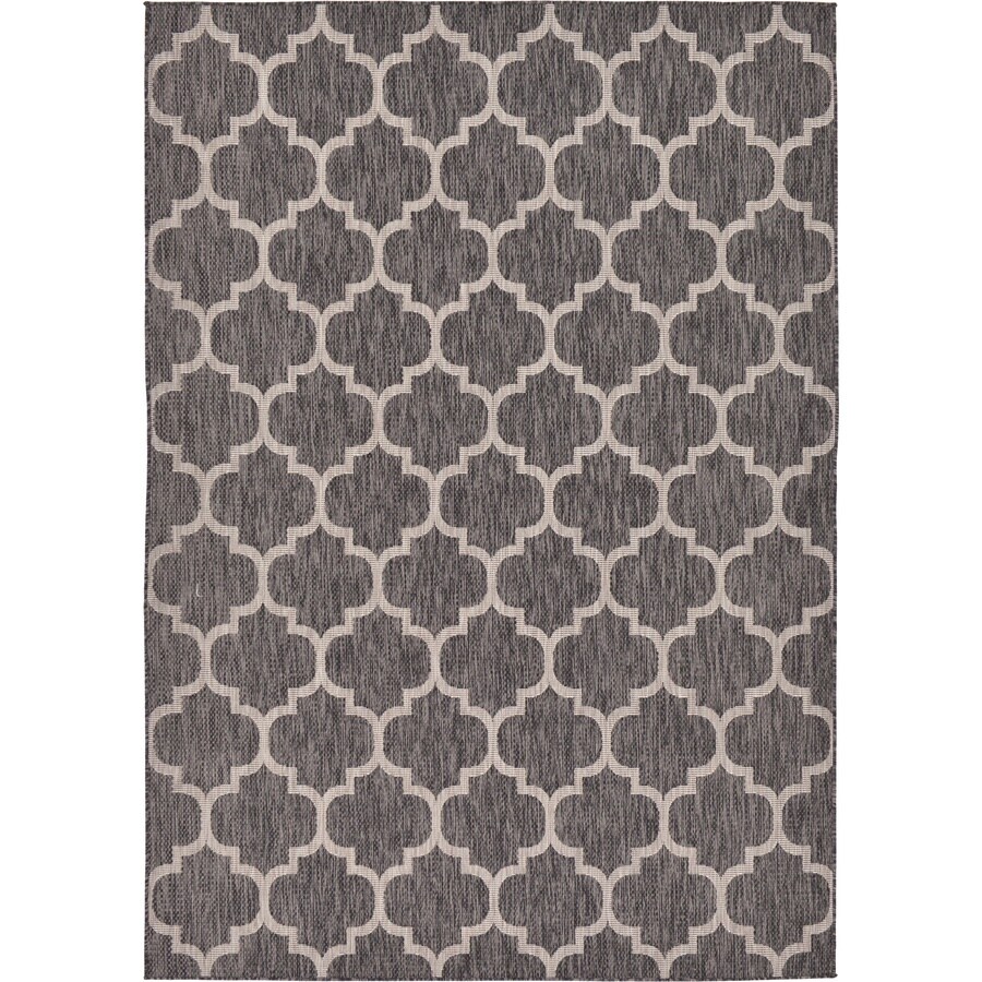 Unique Loom Trellis Outdoor Black Beige Rectangular Indoor