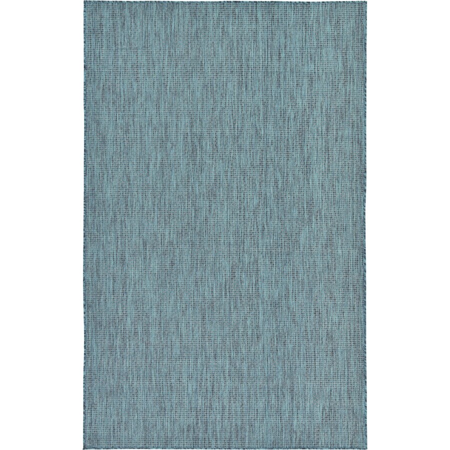 Unique Loom Solid Outdoor Teal Navy Blue Rectangular Indoor