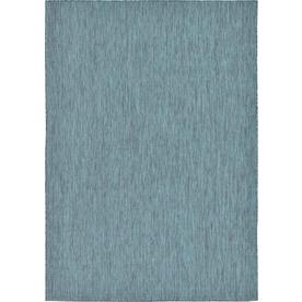 Unique Loom 7' 0 x 10' 0 Rectangle Indoor/Outdoor Solid Teal Area Rug