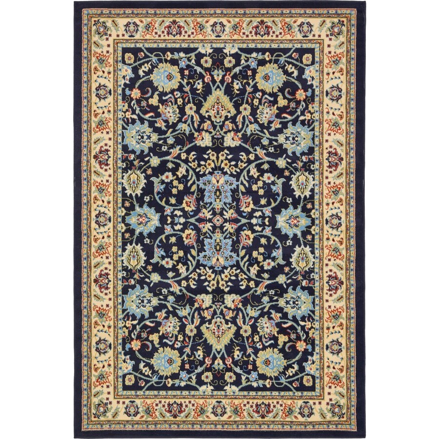 Unique Loom Washington Sialk Hill Navy Blue Rectangular Indoor MachineMade Oriental Area Rug