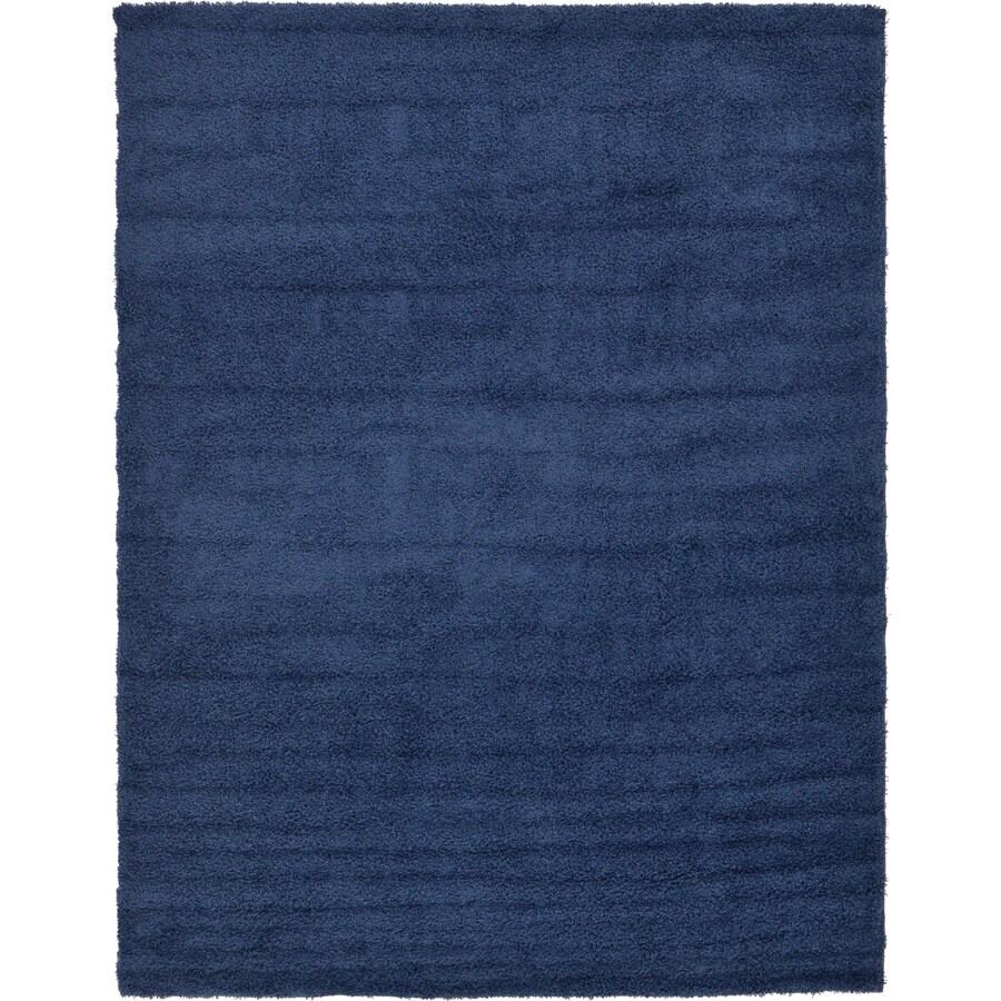Unique Loom Solid Shag 9 x 12 Navy Blue Indoor Solid Area Rug in the