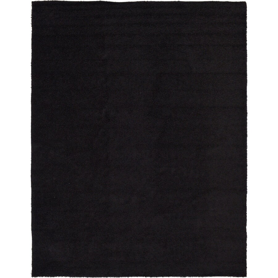 Unique Loom Solid Black Rectangular Indoor Machine Made