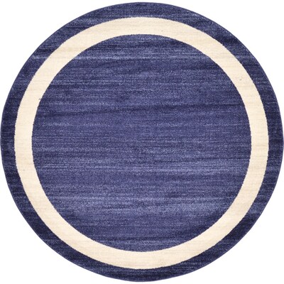 Unique Loom Maria Del Mar Navy Blue Ivory Round Indoor Machine