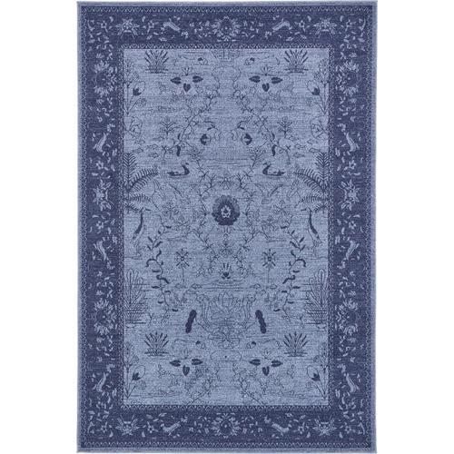 Unique Loom Floral La Jolla 6 x 9 Blue/Navy Blue Indoor Floral