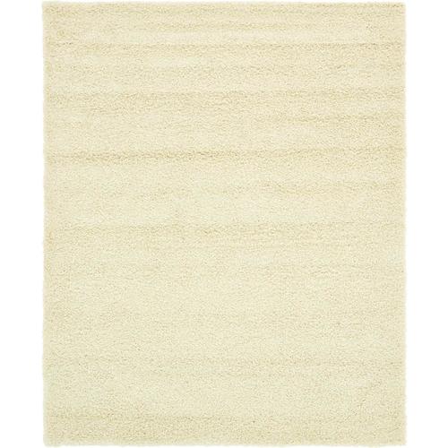 Unique Loom Solid Shag Pure Ivory Indoor Area Rug (Common 