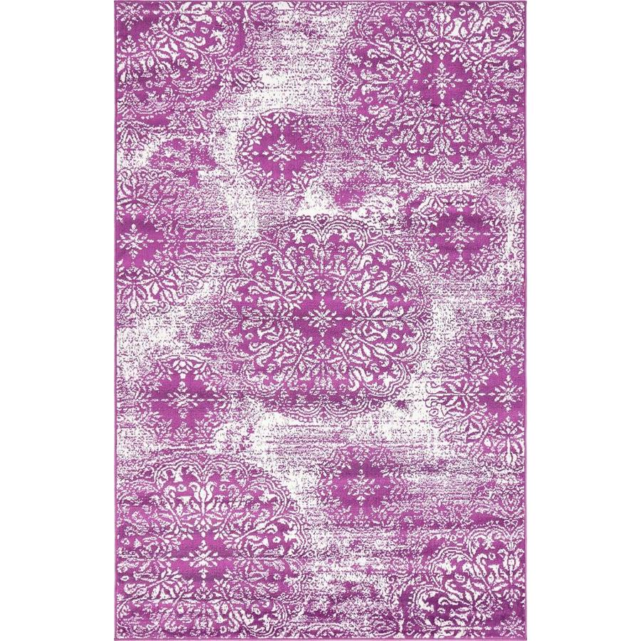 Unique Loom Grand Sofia Purple White Rectangular Indoor Machine Made Unique Loom Grand Sofia Purple White Rectangular Indoor Machine Made Vintage Area Rug Common 5 X 8 Actual Ft W L