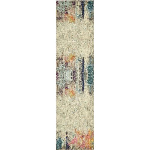 Unique Loom Tybee Chromatic 3 x 10 Beige/Pink Indoor Abstract Bohemian ...