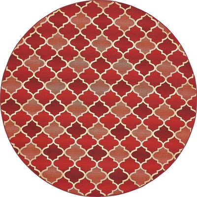 Unique Loom Eden Trellis Outdoor Red Beige Round Indoor