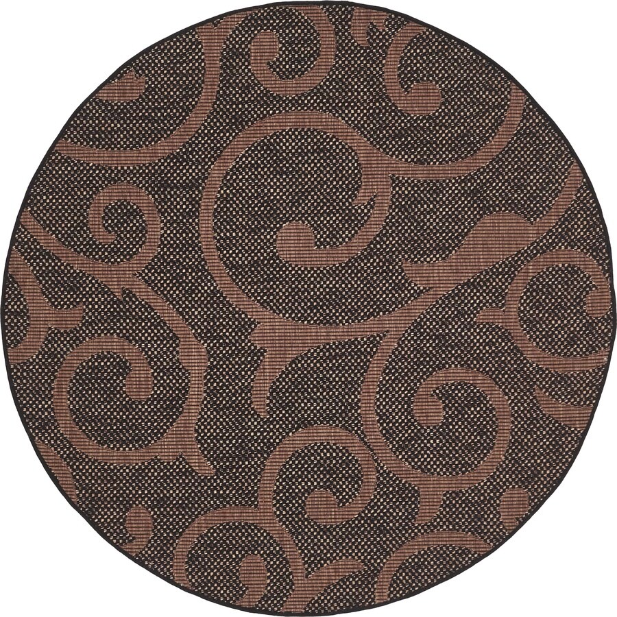 Unique Loom Vine Outdoor Chocolate Brown Round Indoor ...