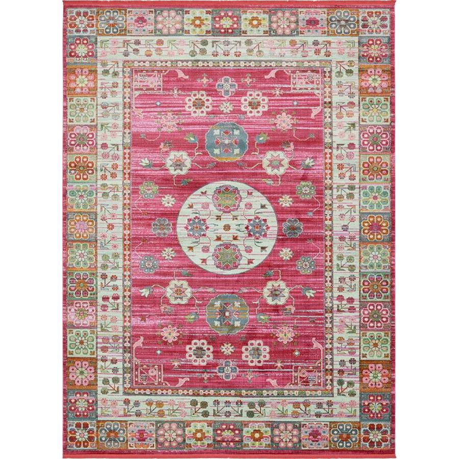Unique Loom Acosta Baracoa 10 x 13 Pink/Light Blue Indoor Medallion ...