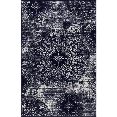 Unique Loom Grand Sofia Navy Blue White Rectangular Indoor Machine - Navy Blue White And Grey Rugs Unique Loom Grand Sofia Navy Blue White Rectangular Indoor Machine - Navy Blue White And Grey Rugs