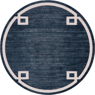 Unique Loom Lenox Hill Uptown Navy Blue Ivory Round Indoor Machine