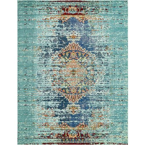 Unique Loom Warhol Vita Turquoise/Navy Blue Indoor Oriental Area Rug