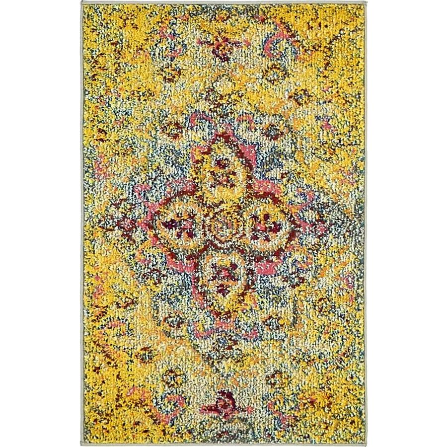 Unique Loom Van Gogh Vita Yellow Blue Rectangular Indoor Machine