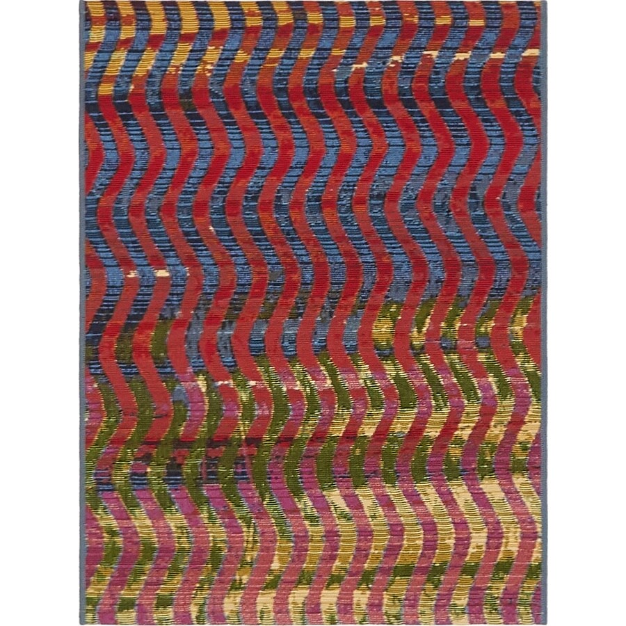Unique Loom Wavy Outdoor Multi Red Rectangular Indoor Unique Loom Wavy Outdoor Multi Red Rectangular Indoor Machine Made Area Rug Common 2 X 3 Actual 16666666666667 Ft W L