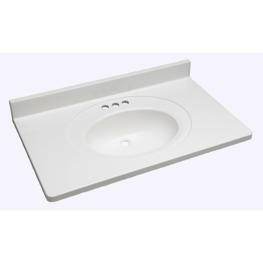 Style Selections Vanity White Cultured Marble Integral