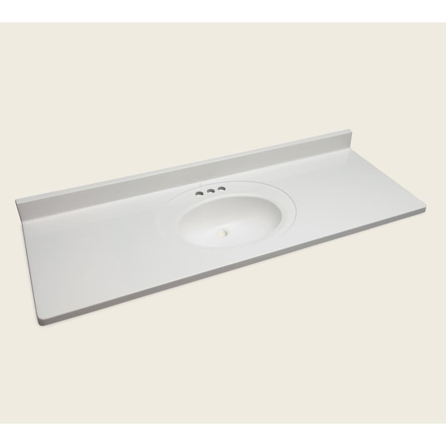Style Selections Vanity White Cultured Marble Integral Single Sink