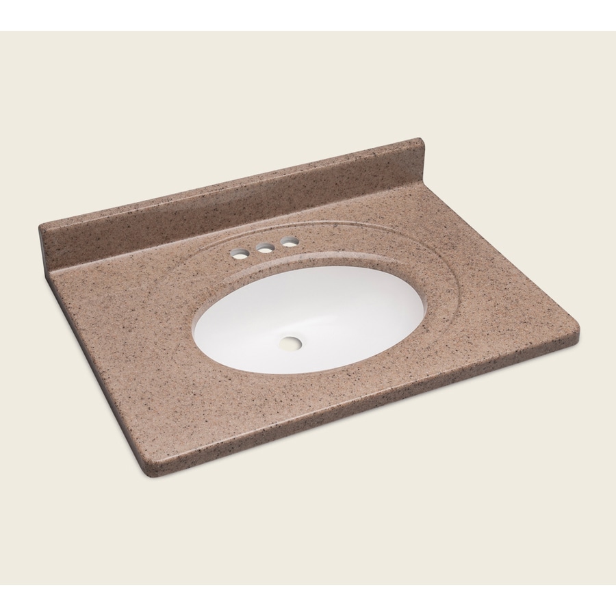 Style Selections Vanity Walnut Cultured Marble Integral Single Sink