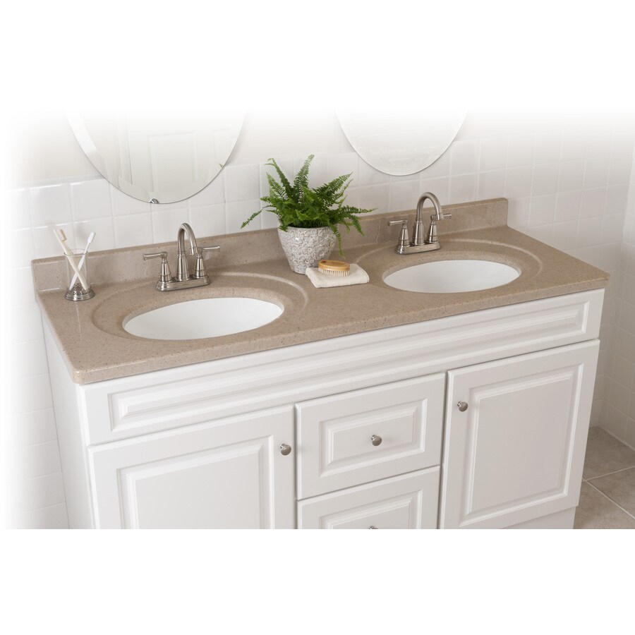 Style Selections Vanity Walnut Cultured Marble Integral Double Sink