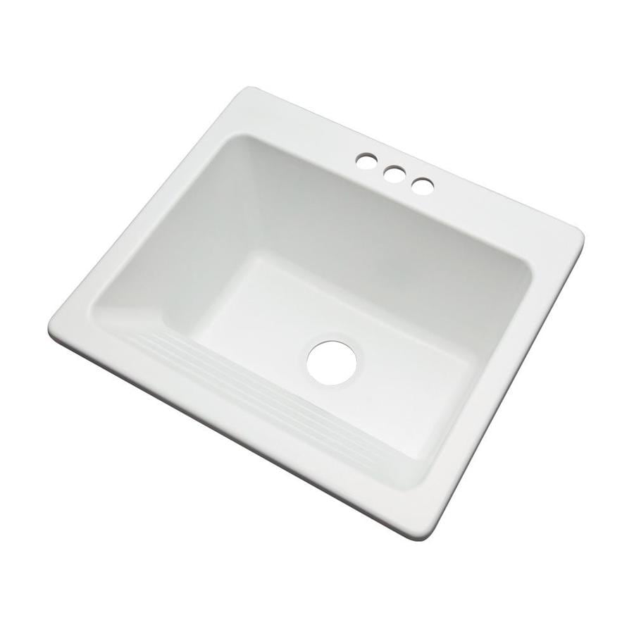 Dekor 22-in X 25-in White Self-rimming Composite Laundry Utility Sink 