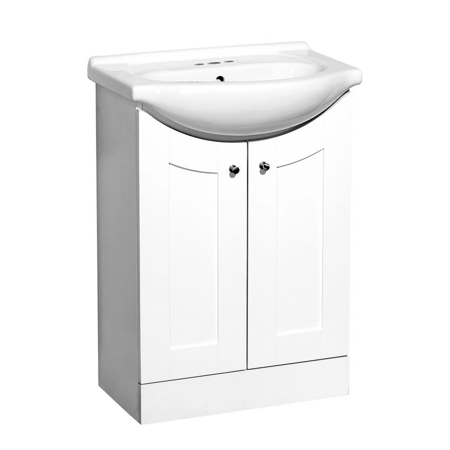 Style Selections Euro Vanity White Belly Sink Single Sink Bathroom Vanity With Vitreous China Top Common 24 In X 17 In Actual 24 In X 17 In In The Bathroom Vanities With Tops Department At Lowes Com