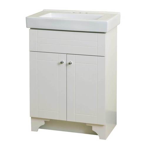 Style Selections White Integral Single Sink Bathroom Vanity with