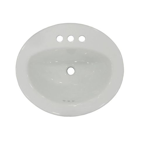 Aquasource White Drop In Oval Bathroom Sink With Overflow In The