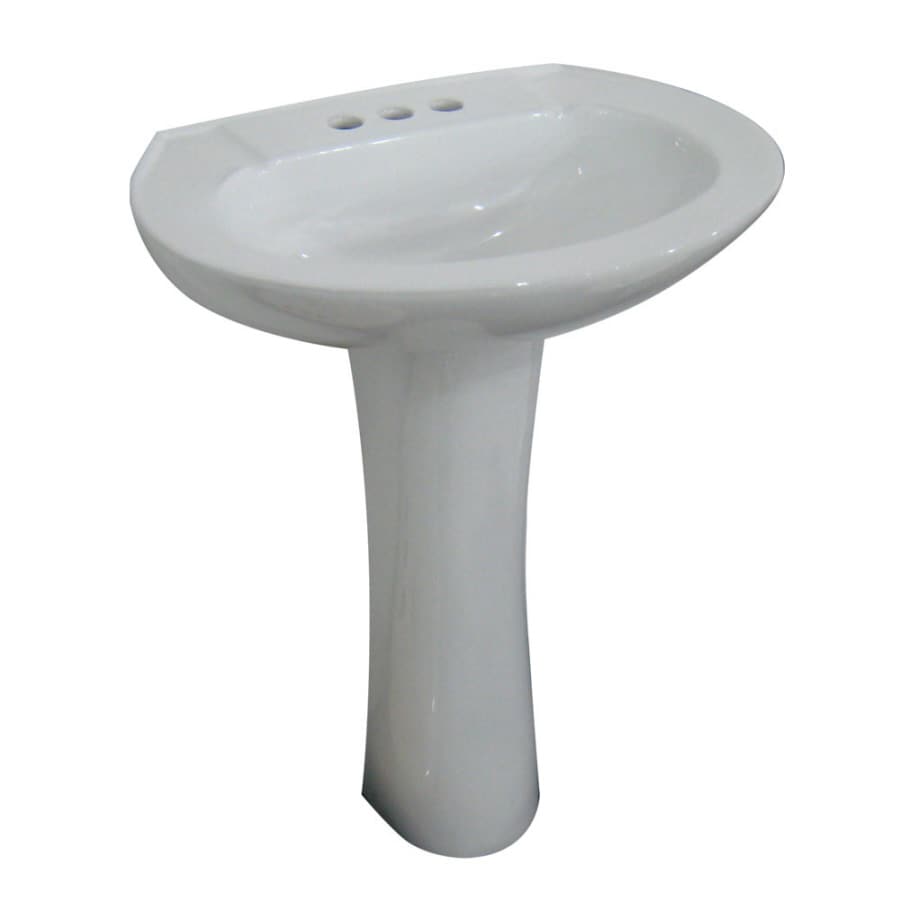 Shop AquaSource 33.66in H White Vitreous China Pedestal Sink at Lowes.com