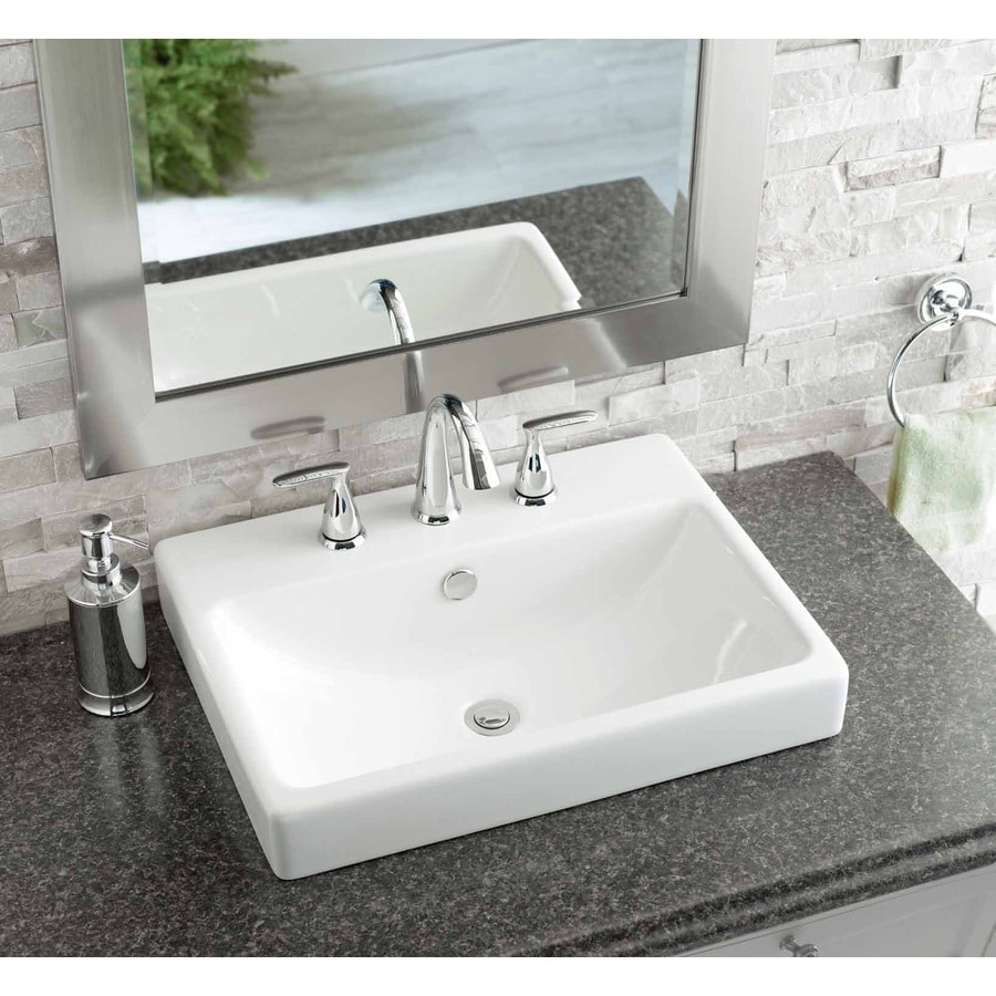 Jacuzzi Anna White Ceramic Dropin Rectangular Bathroom Sink with