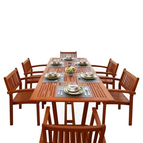 Vifah Malibu 7 Piece Tan Wood Frame Patio Set With At Lowes Com