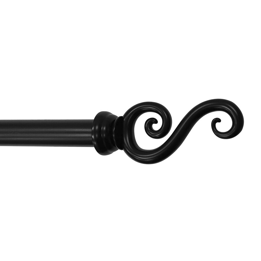 Lumi 28in to 48in Black Steel Single Curtain Rod in the Curtain Rods