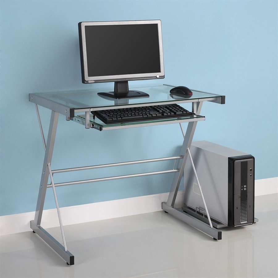 Walker Edison Modern Contemporary Clear Computer Desk At Lowes Com