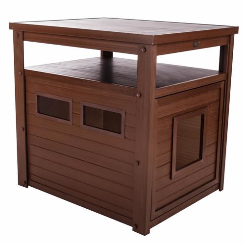 New Age Pet Russet Brown Hooded Litter Box Concealment in the Litter