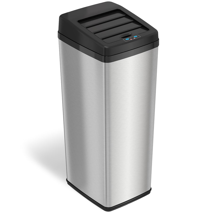 ITouchless 14-gallon Stainless Steel Metal Touchless Trash Can with Lid 14.2 Gallon Stainless Steel Trash Can
