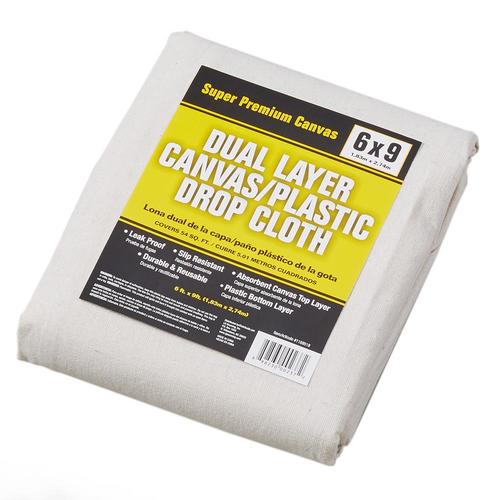 Canvas/Poly 8 mil Drop Cloth (Common: 6.0-ft x 9.0-ft; Actual: 6.0-ft x ...