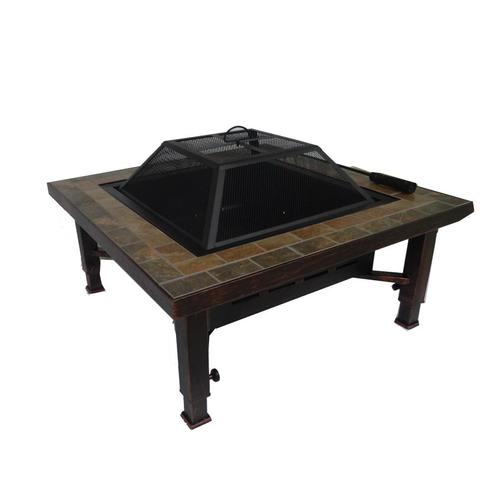 Global Outdoors 34 In W Brushed Bronze Steel Wood Burning Fire Pit